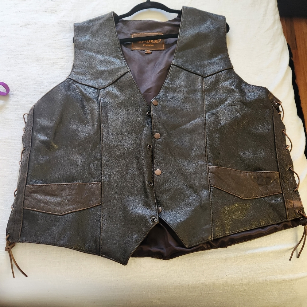 XXL leather motorcycle vest